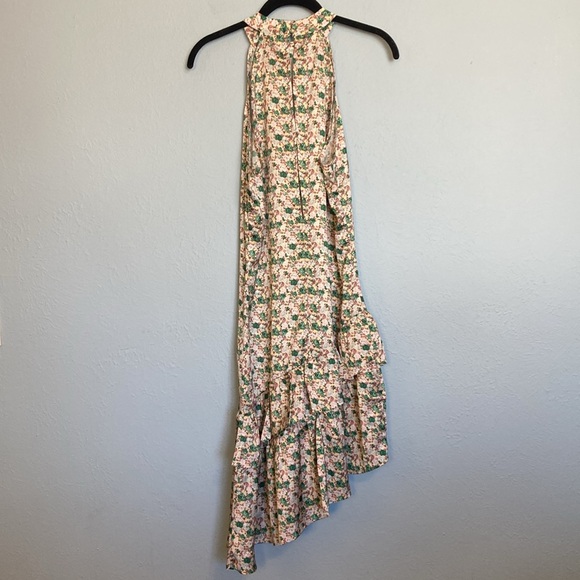 Vila Womens Size 40 (US 8) High Halter Neck Asymmetrical Ruffle Hem Floral Dress - Picture 7 of 14